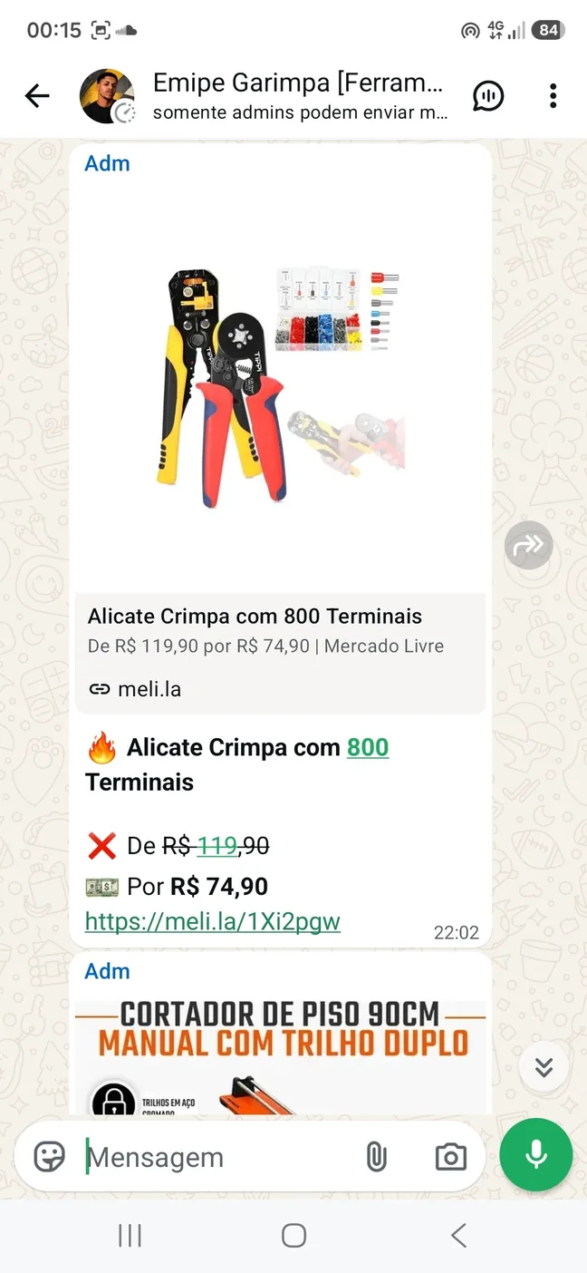 Histórico de preço: alicate Crimpa com 800 terminais por R$ 74,90