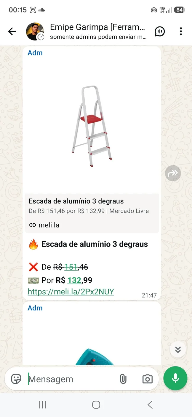 Histórico de preço: escada de alumínio de 3 degraus por R$ 132,99
